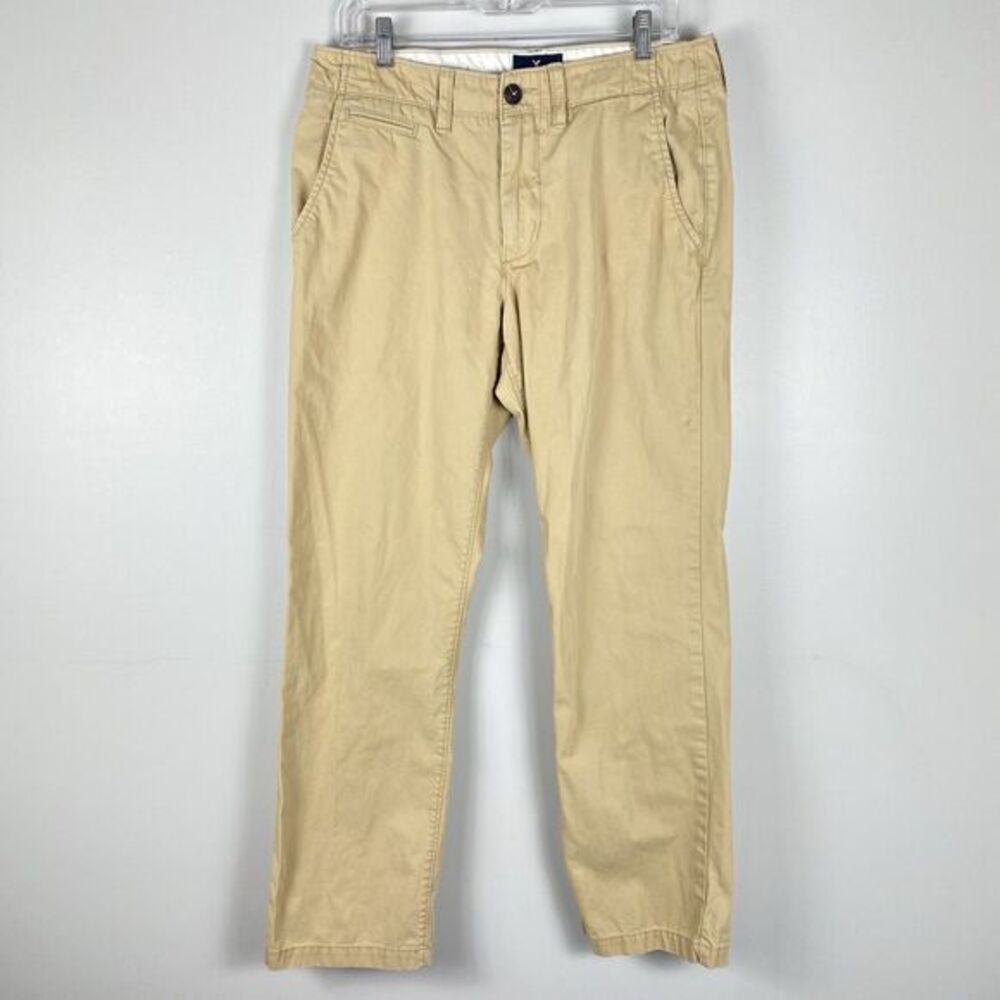 American Eagle Pants Mens 32x32 Tan Beige Original Straight Chino Khakis Preppy